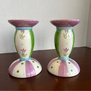 Set of 2 Ceramic Candle holders for Tealight Votive Pillar Candle Pastel Colours